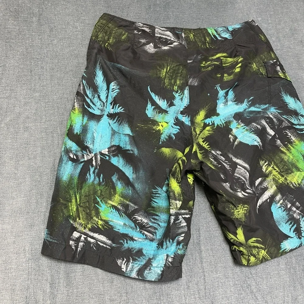 Fox Riders Co. Board Shorts Mens 34 Black Tropical Drawstring Surfing Beach Wear